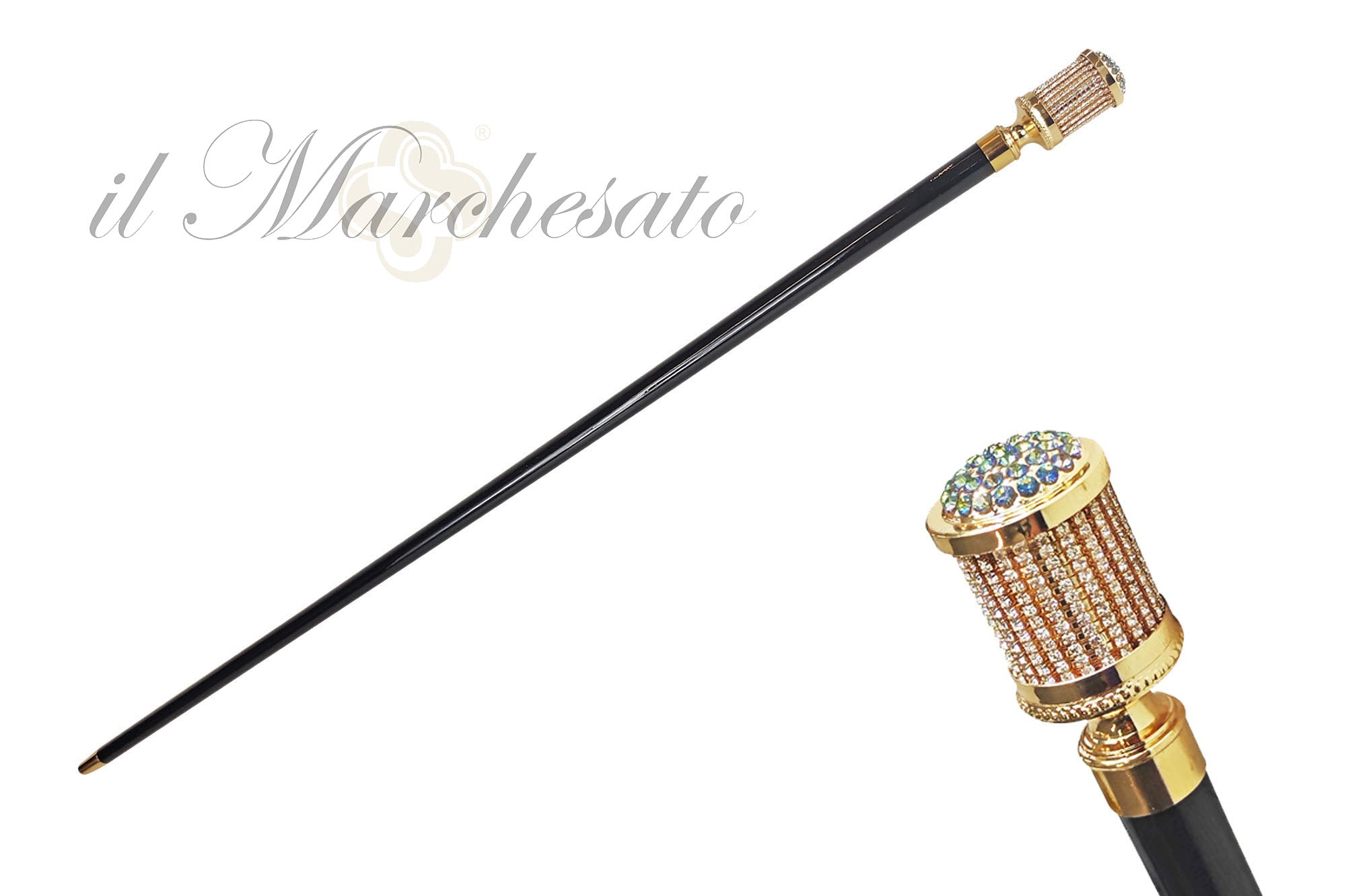 Fine and elegant walking stick with crystals