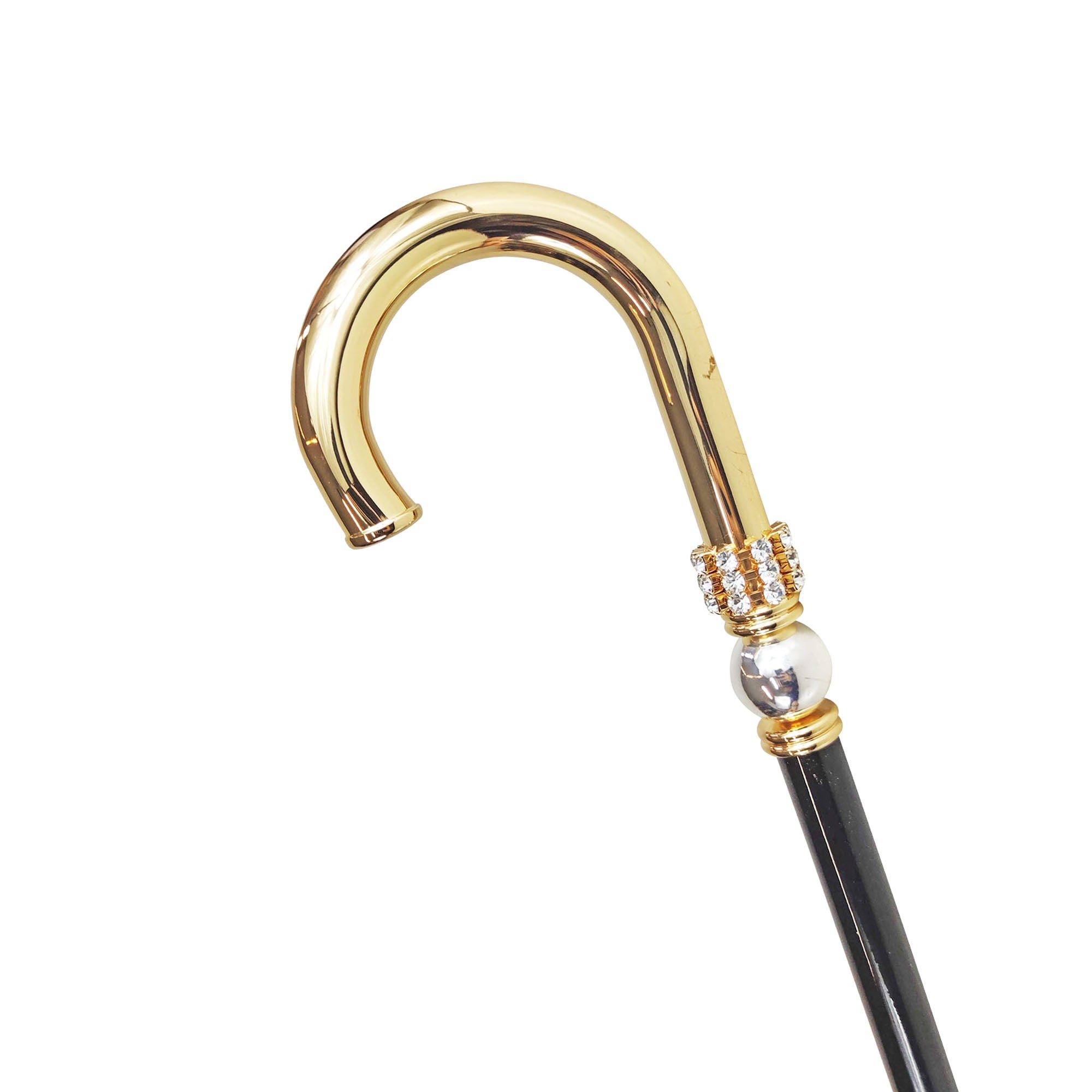 Walking stick for man in brass - 24K goldplated with Silverplated sphere