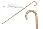 Crook Walking Cane Encrust di cristalli di acquamarina