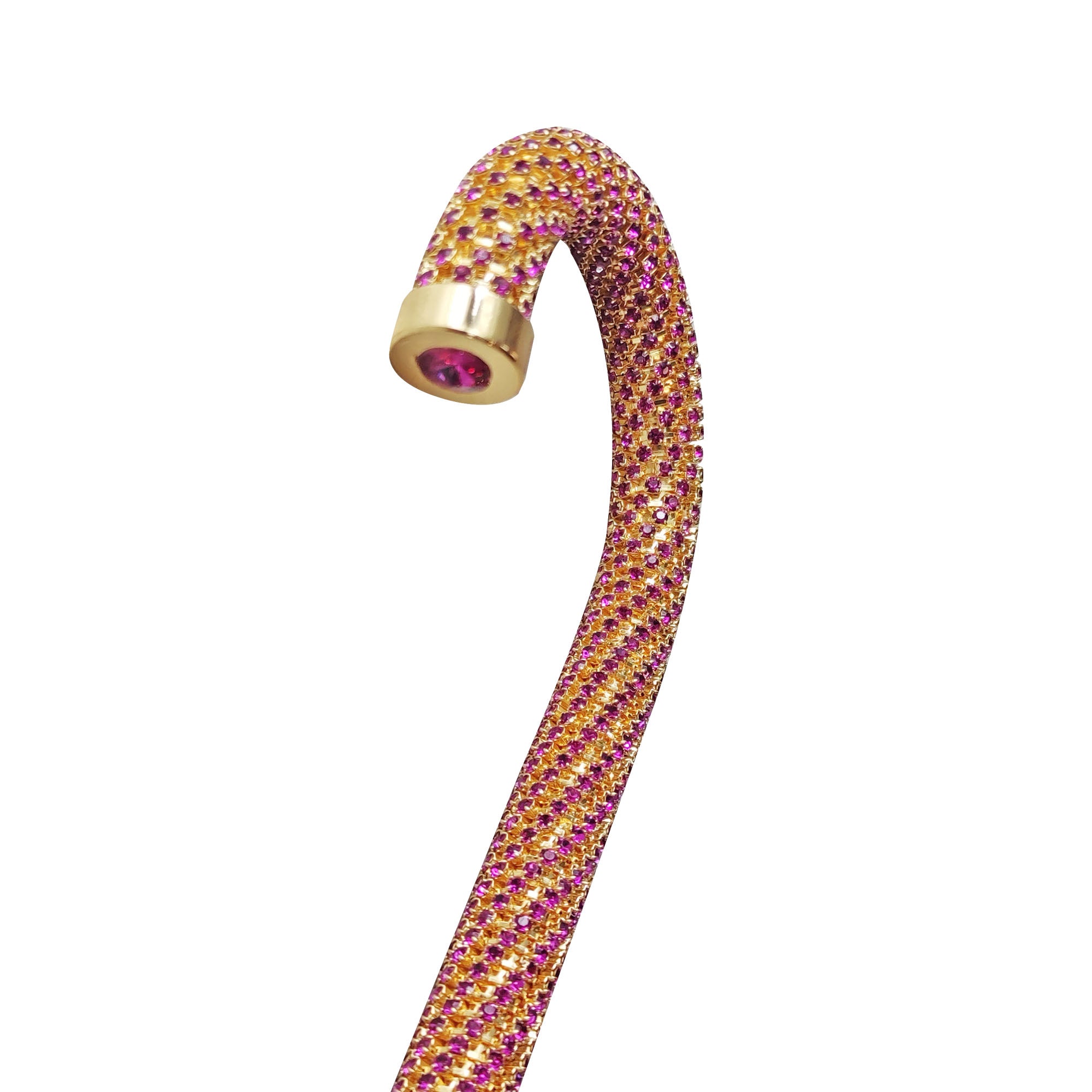 Crook Walking Cane Encrusted with Amethyst crystals