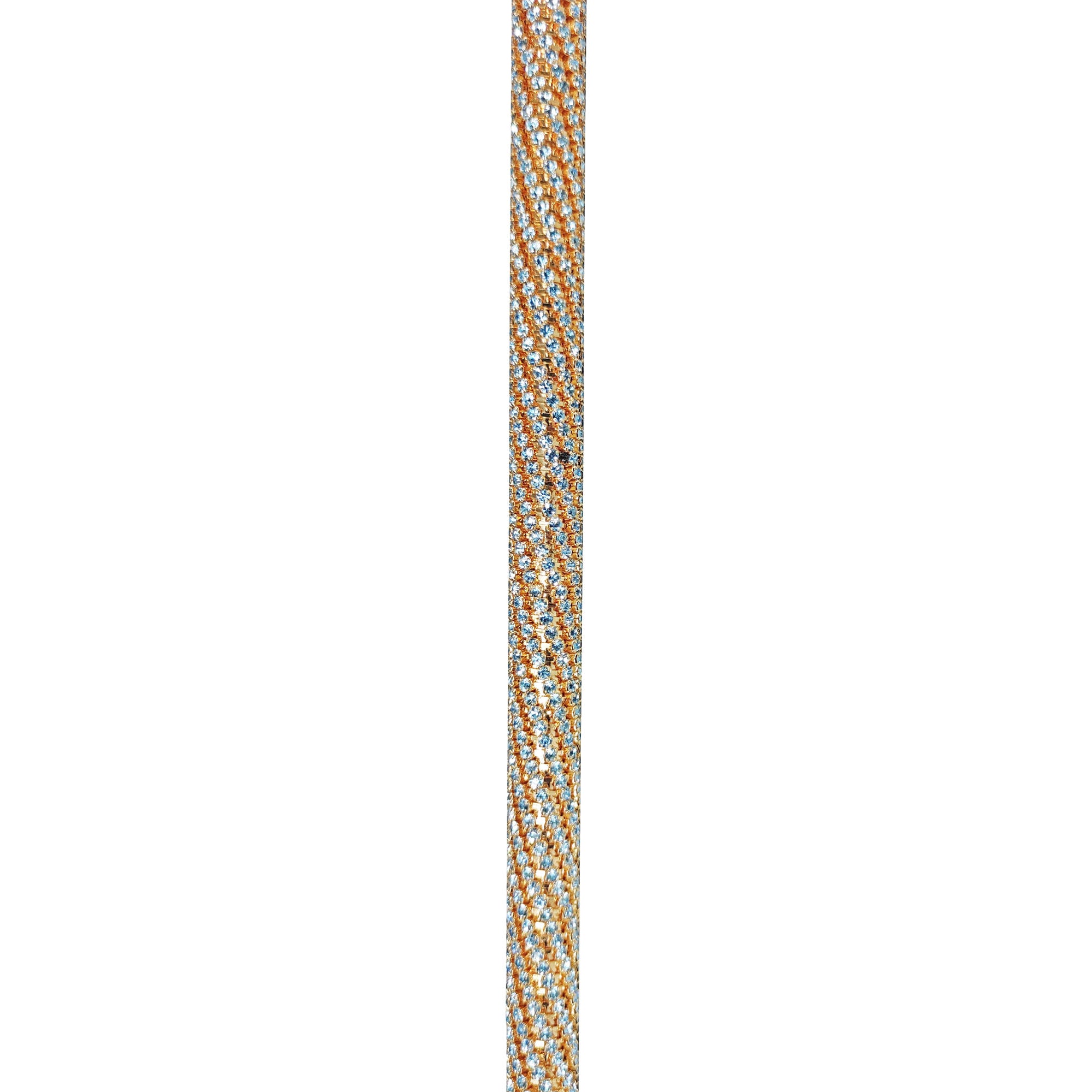Crook Walking Cane Encrust di cristalli di acquamarina