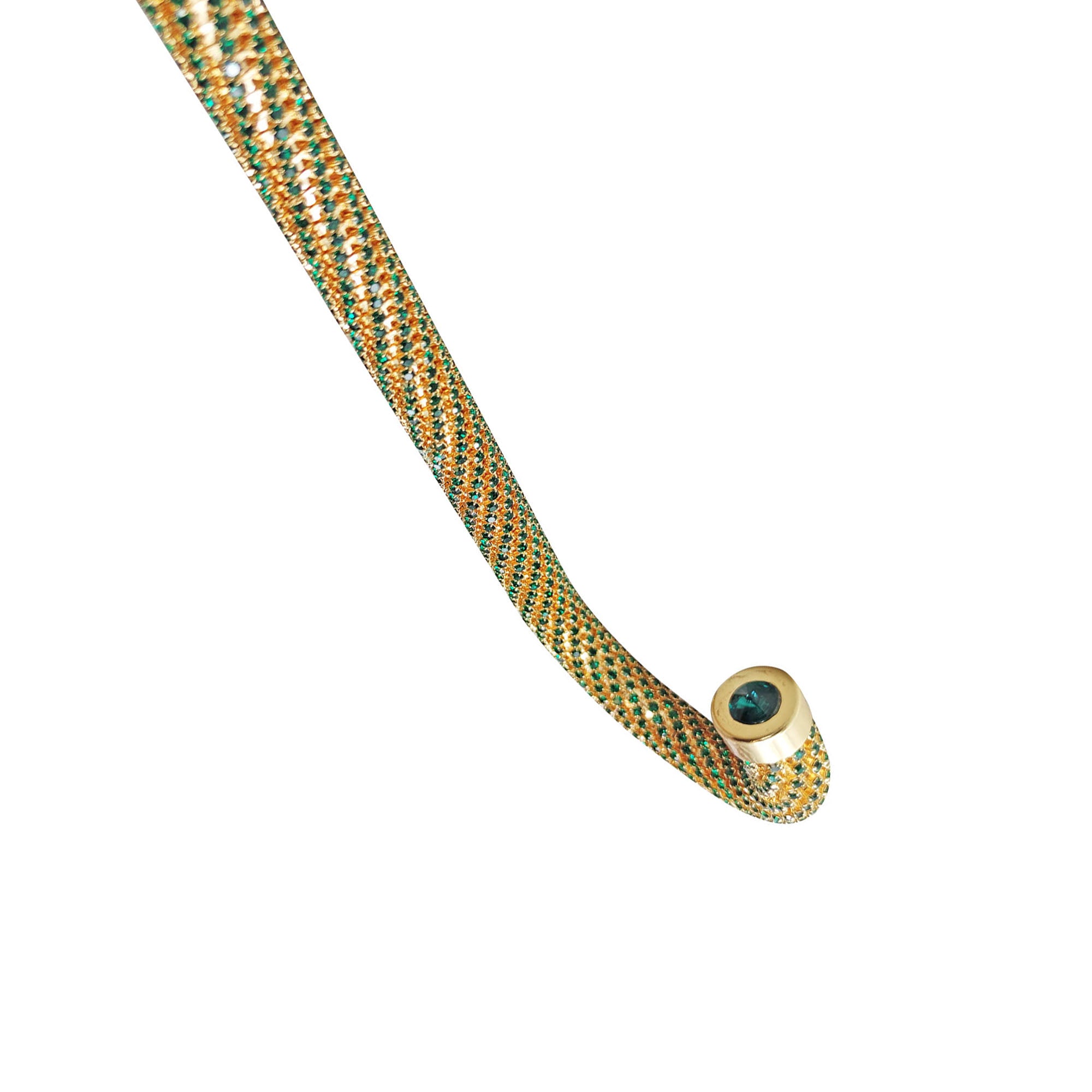 Crook Walking Cane Encrusted with Emerald crystals