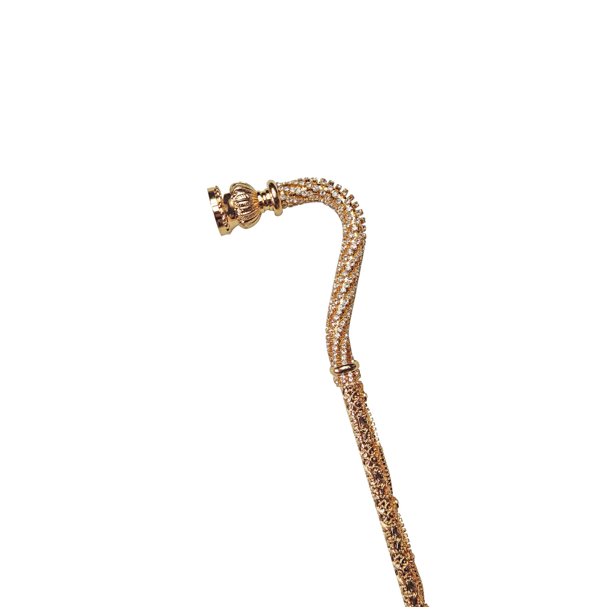 Crook Walking Cane Encrusted with white crystals