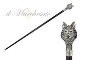 925 Silver plated Wolf - Walking stick