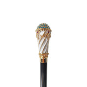 Walking stick Hand painted Knob with indicolite crystals
