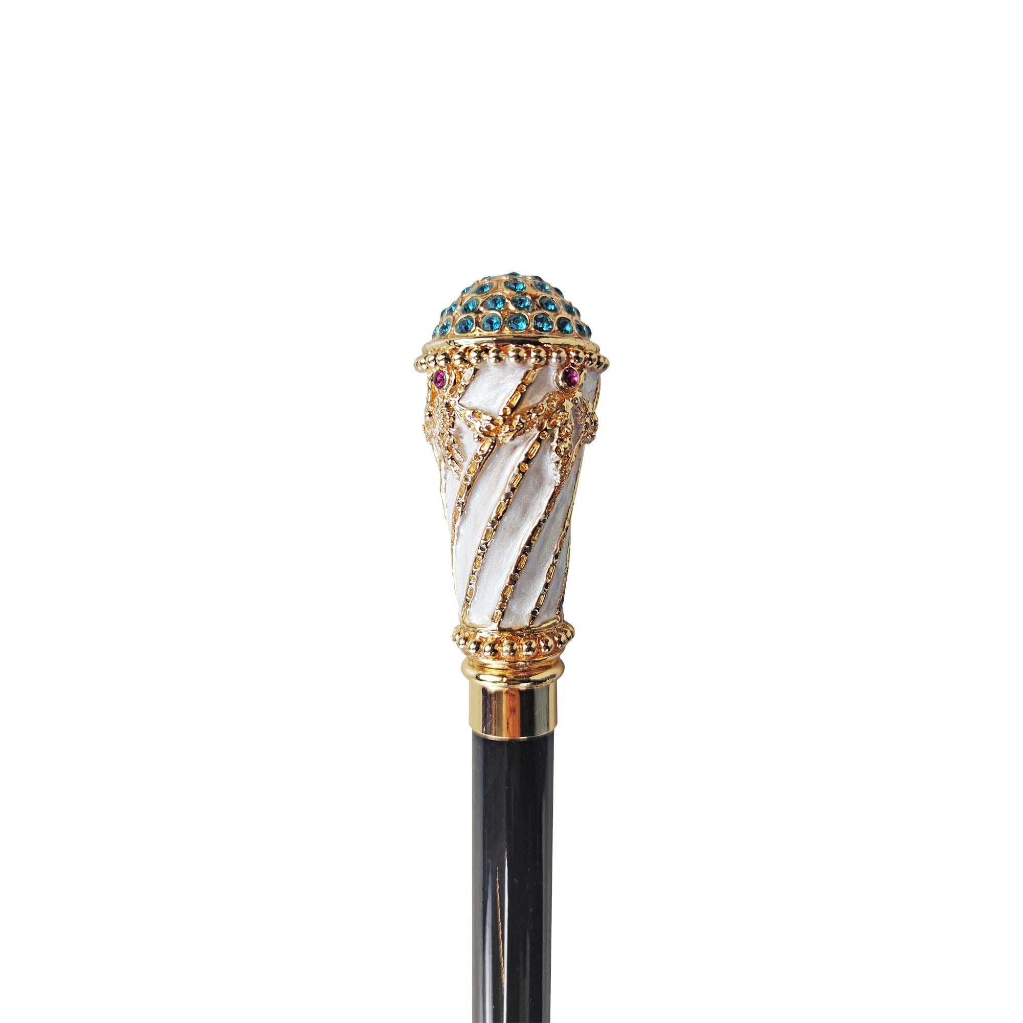 Walking stick Hand painted Knob with indicolite crystals