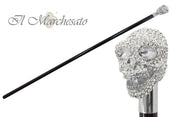 il Marchesato Lux Silver Skull Cane Encrusted with Swarovski Cristals - il-marchesato