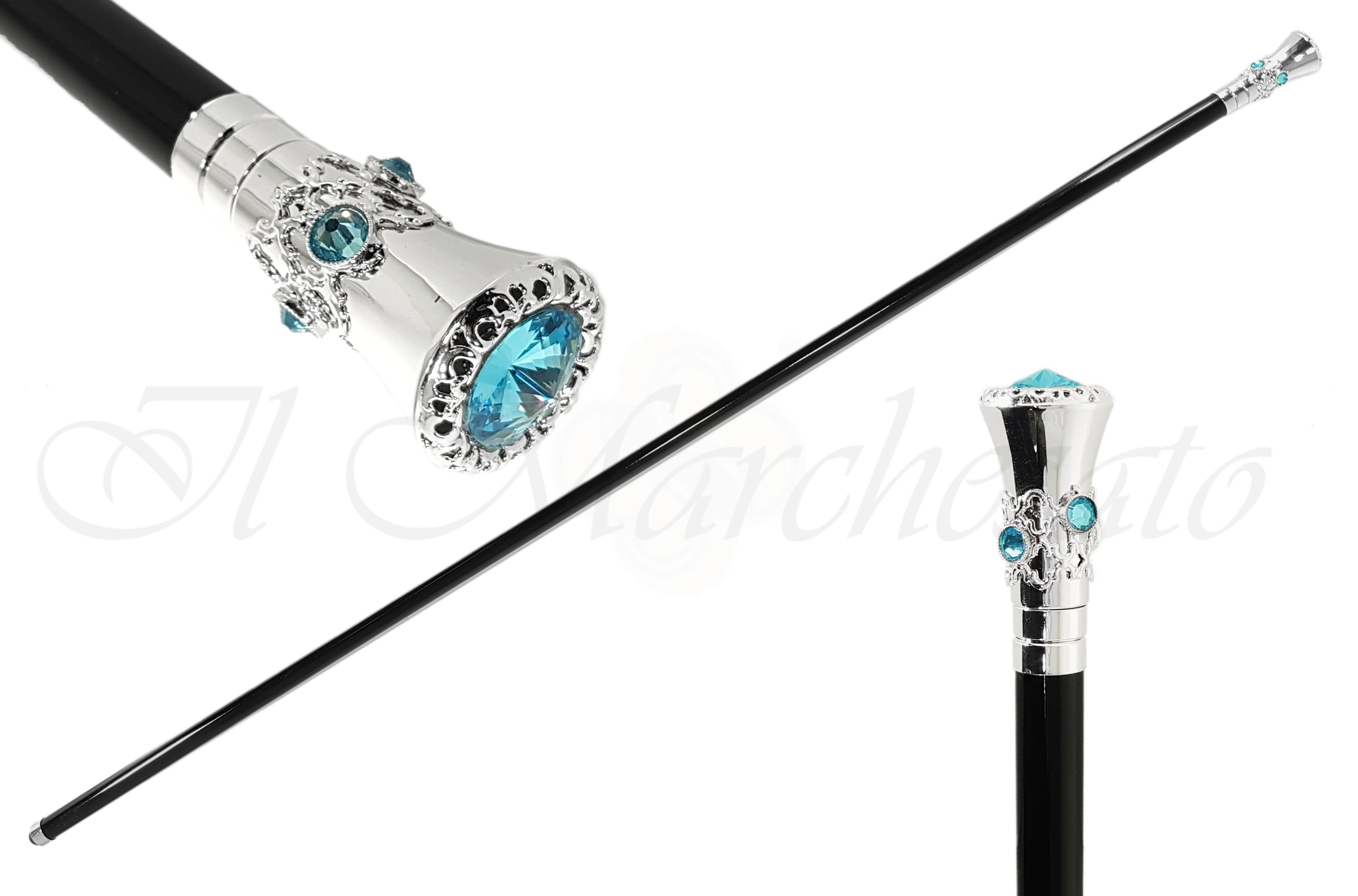Fine Walking Sticks - Aquamarine Swarovski Strass - il-marchesato