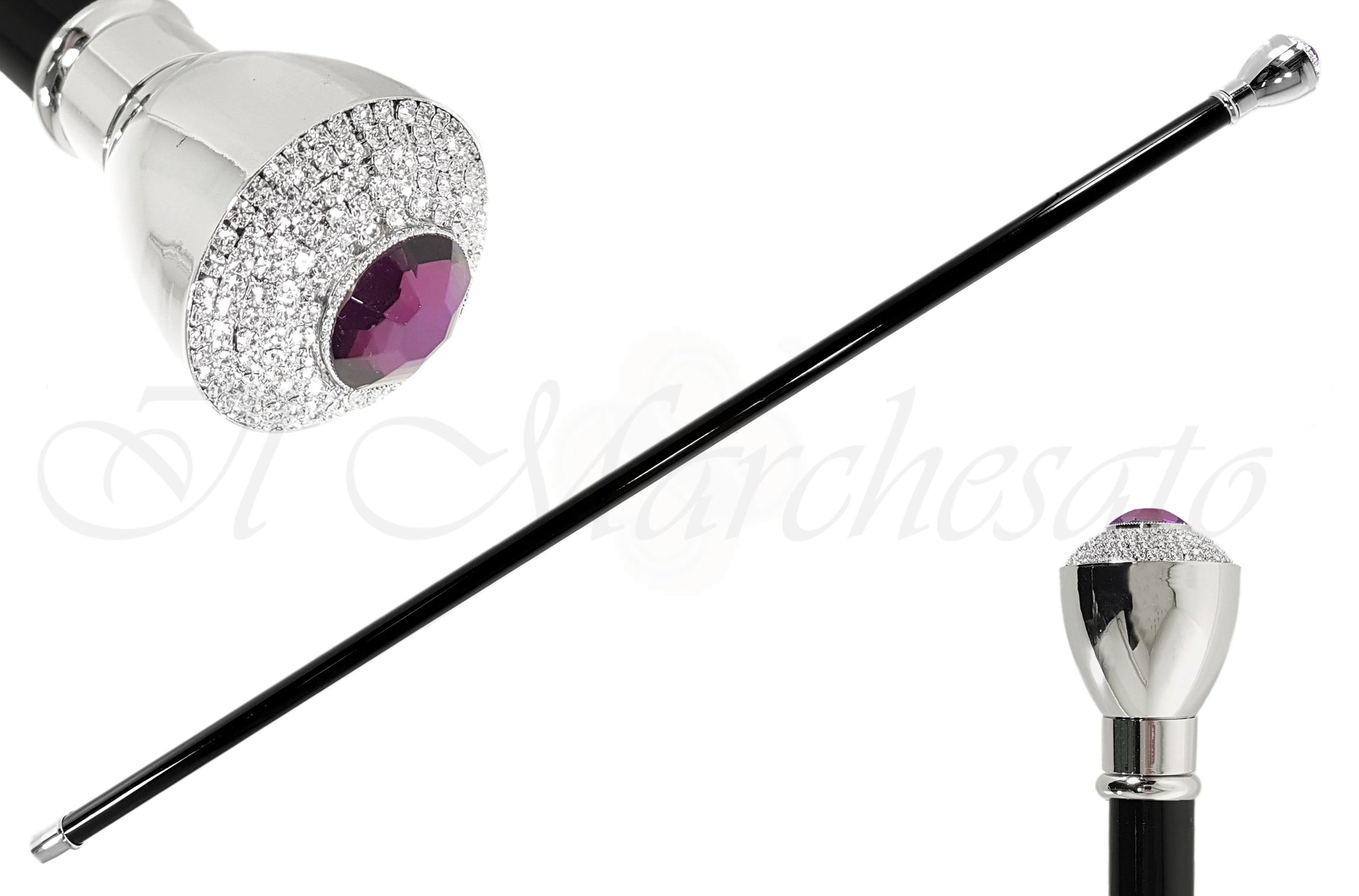 Elegant Walking Sticks - Swarovski Crystal Encrusted Knob - il-marchesato