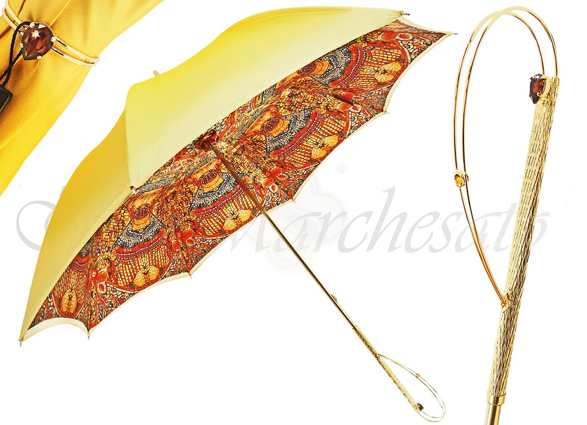 il Marchesato Luxury Gradient Yellow Umbrella, Double Cloth - il-marchesato