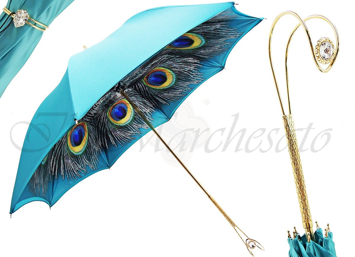Beautiful Women's Umbrella with Printed Peacock Design - il-marchesato