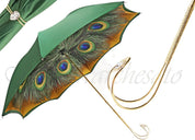 Beautifull Green Women's Umbrella with Printed Peacock Design - il-marchesato