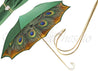 Beautifull Green Women's Umbrella with Printed Peacock Design - il-marchesato