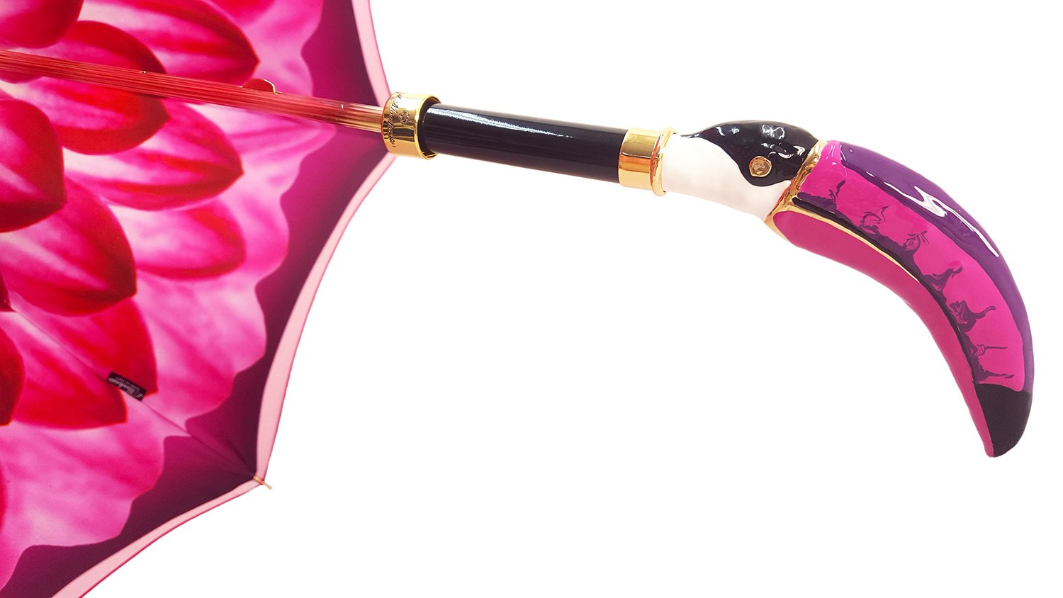 Beautifull Double Canopy Toucan Umbrella in a Luxurious Gradient Fuchsia Color - il-marchesato