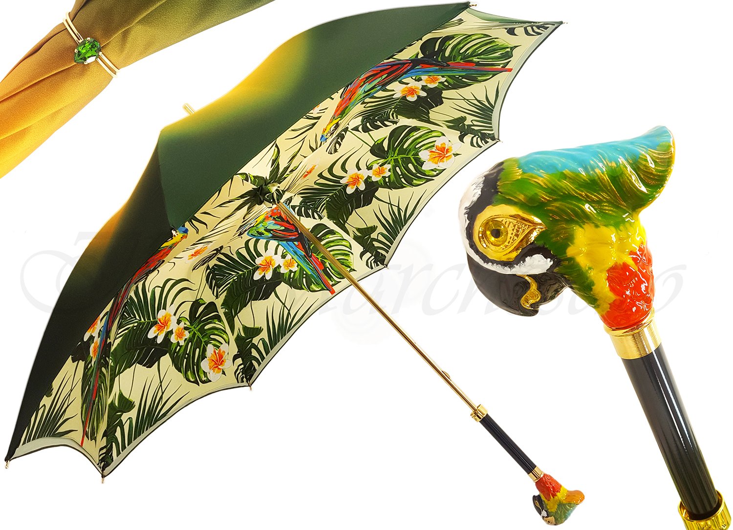 il Marchesato Luxury Parrot Umbrella, Double Cloth - il-marchesato