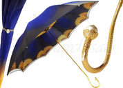 Superb Double Canopy Umbrella Finished in a Luxurious Blue Satin Polyester Fabric - il-marchesato
