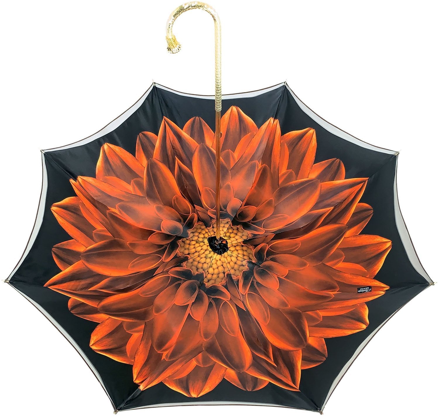 Beautiful Double Canopy Umbrella in a Luxurious Orange Satin - il-marchesato