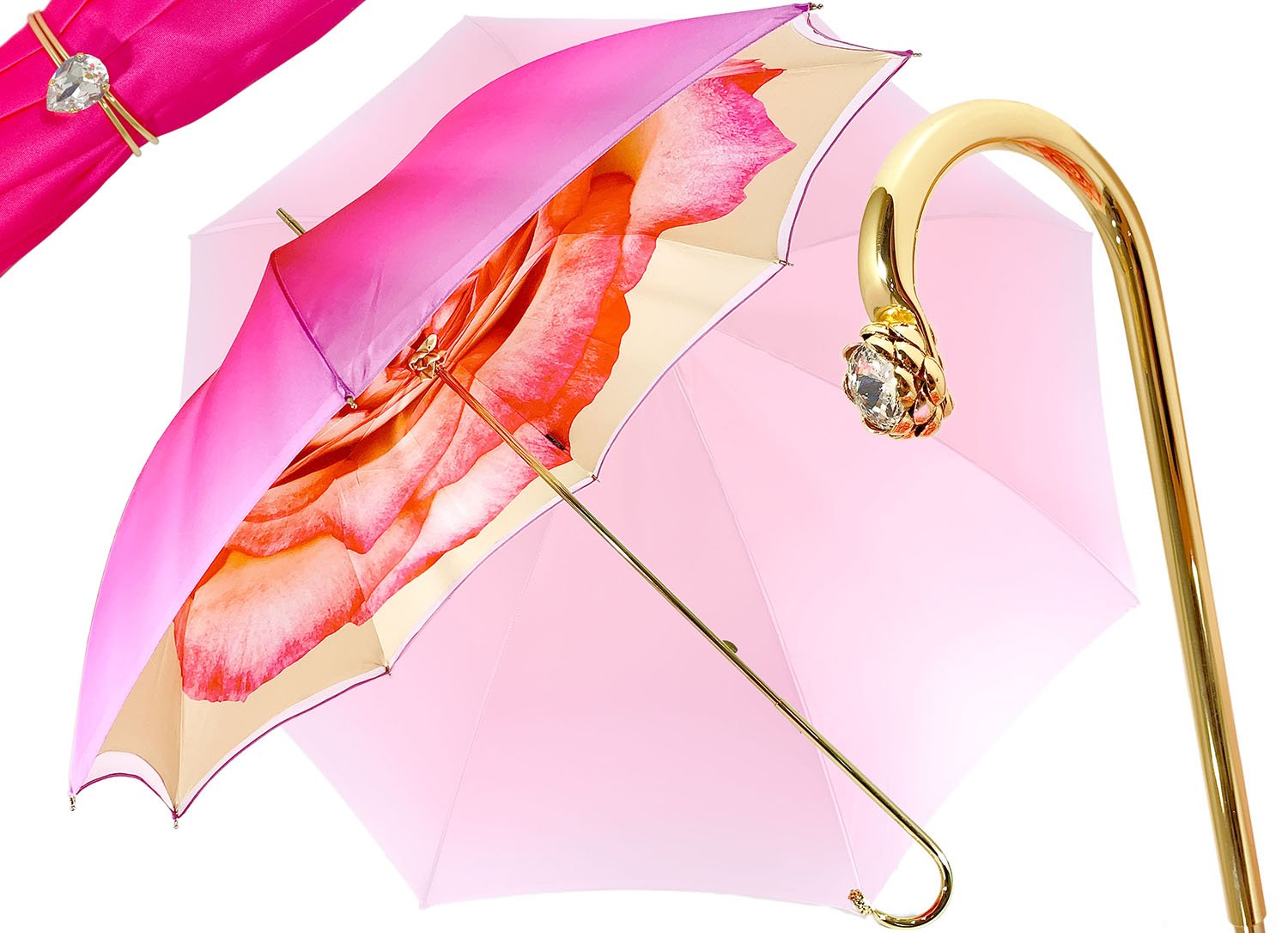 Pink Umbrella With Rose Design - il-marchesato