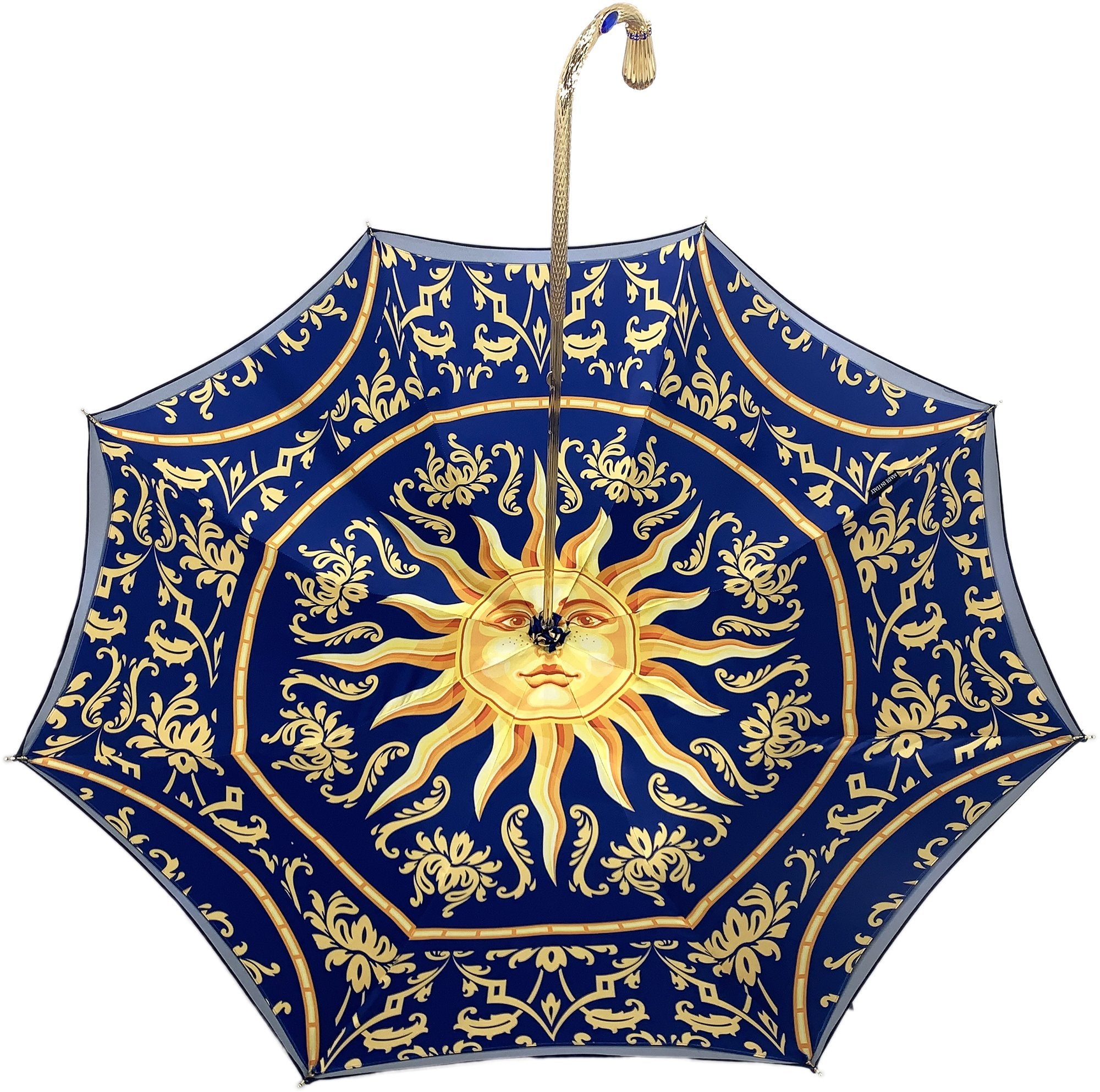 Beautiful Double Canopy Umbrella in a Luxurious blue Satin - il-marchesato