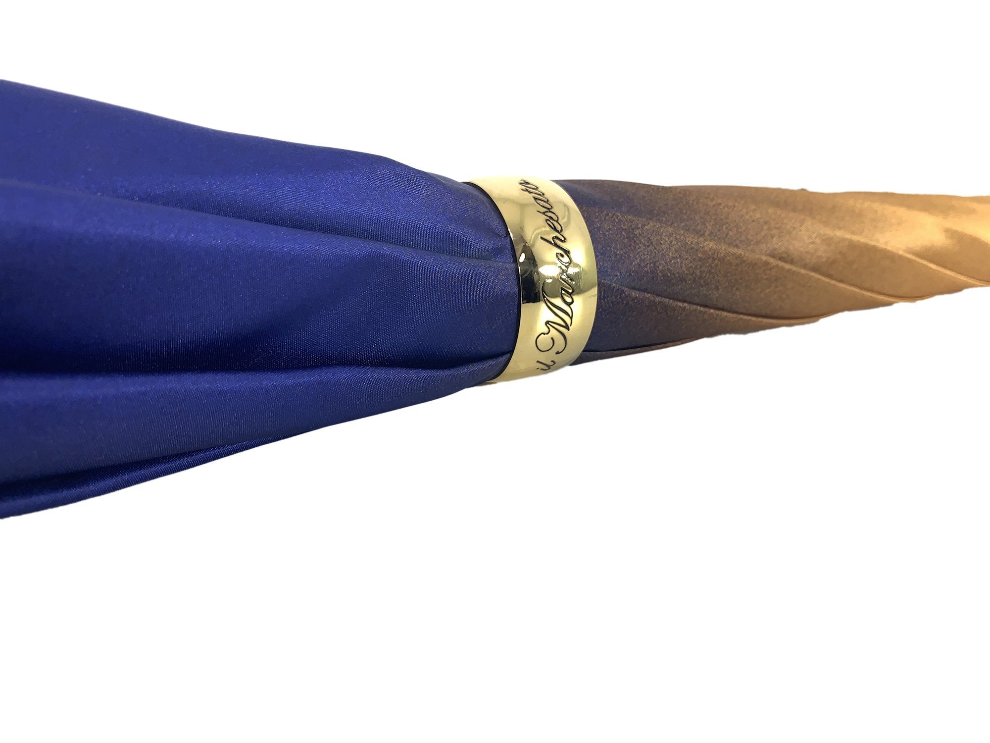 Beautiful Double Canopy Umbrella in a Luxurious blue Satin - il-marchesato