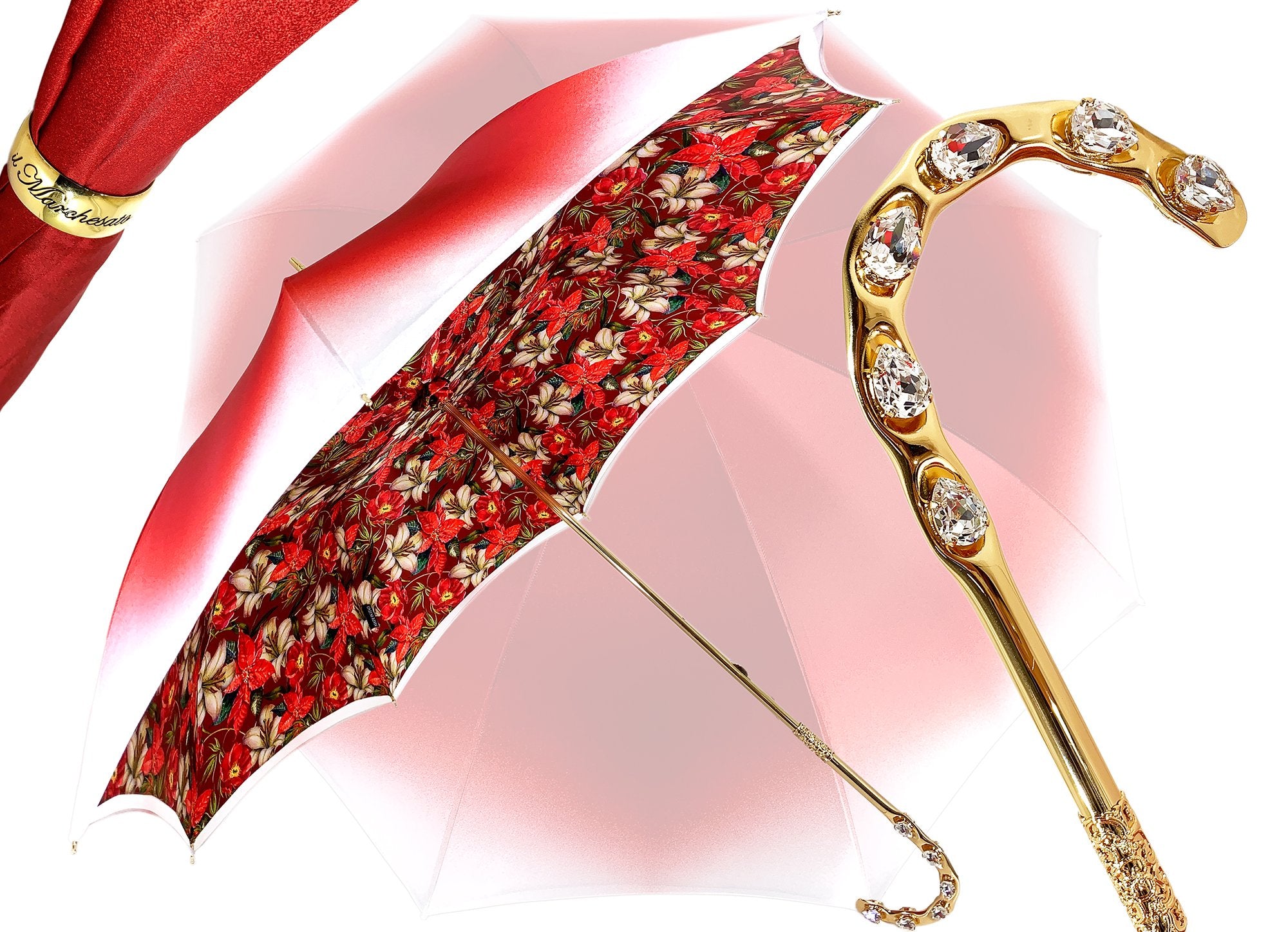 il Marchesato Red Flowered Umbrella - il-marchesato