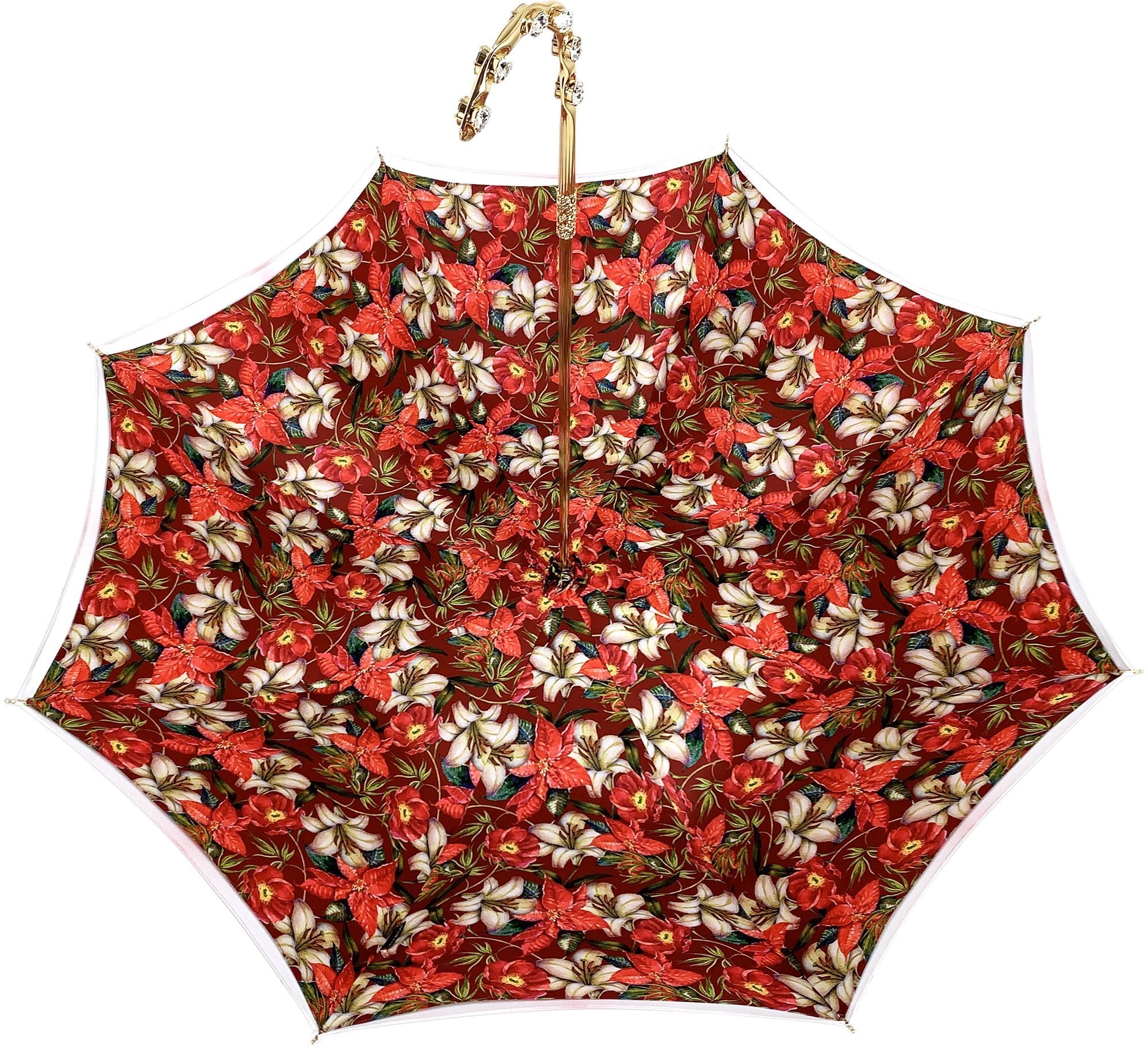 il Marchesato Red Flowered Umbrella - il-marchesato