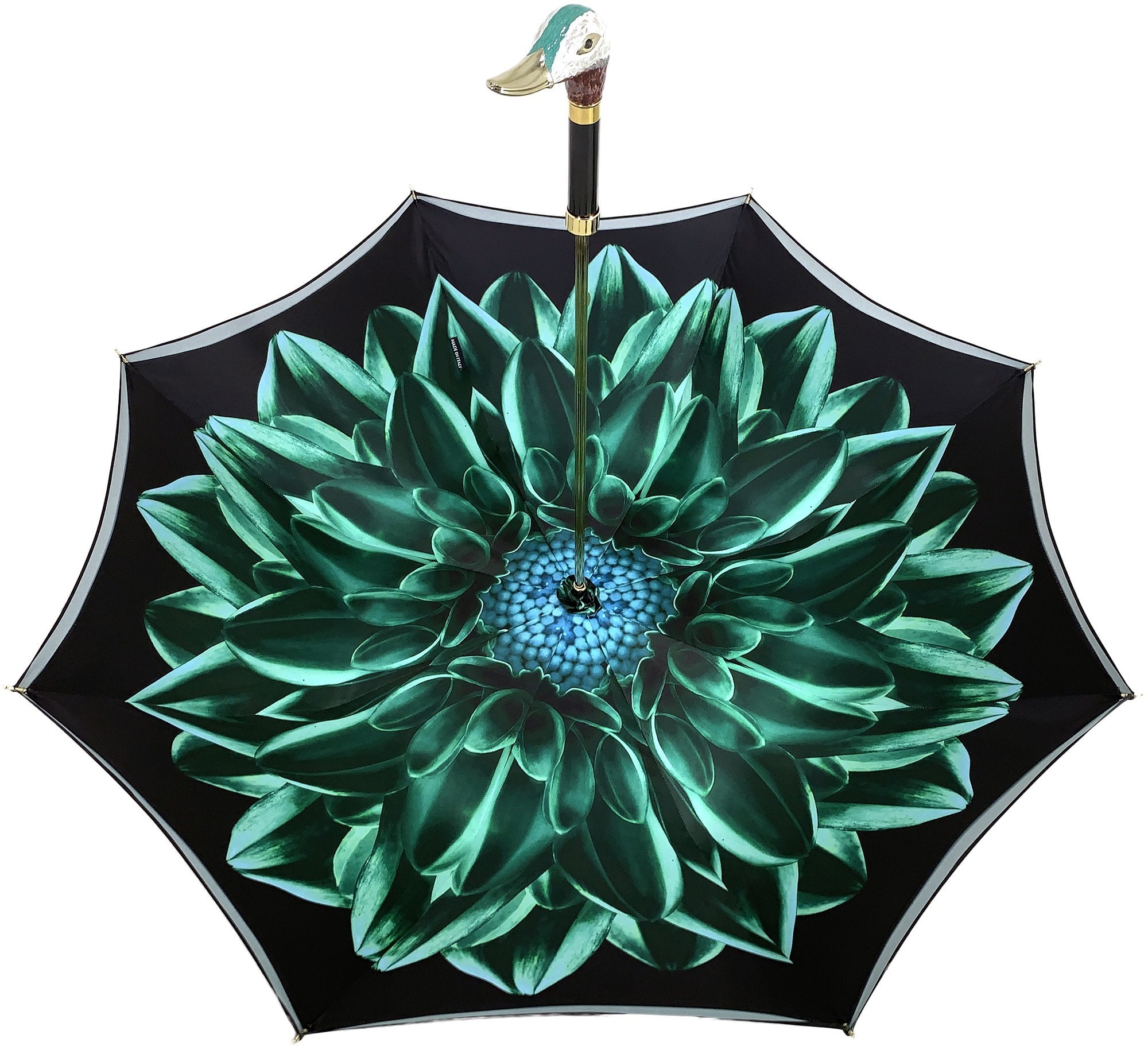 Beautiful Double Canopy Umbrella in a Luxurious Green Satin - il-marchesato