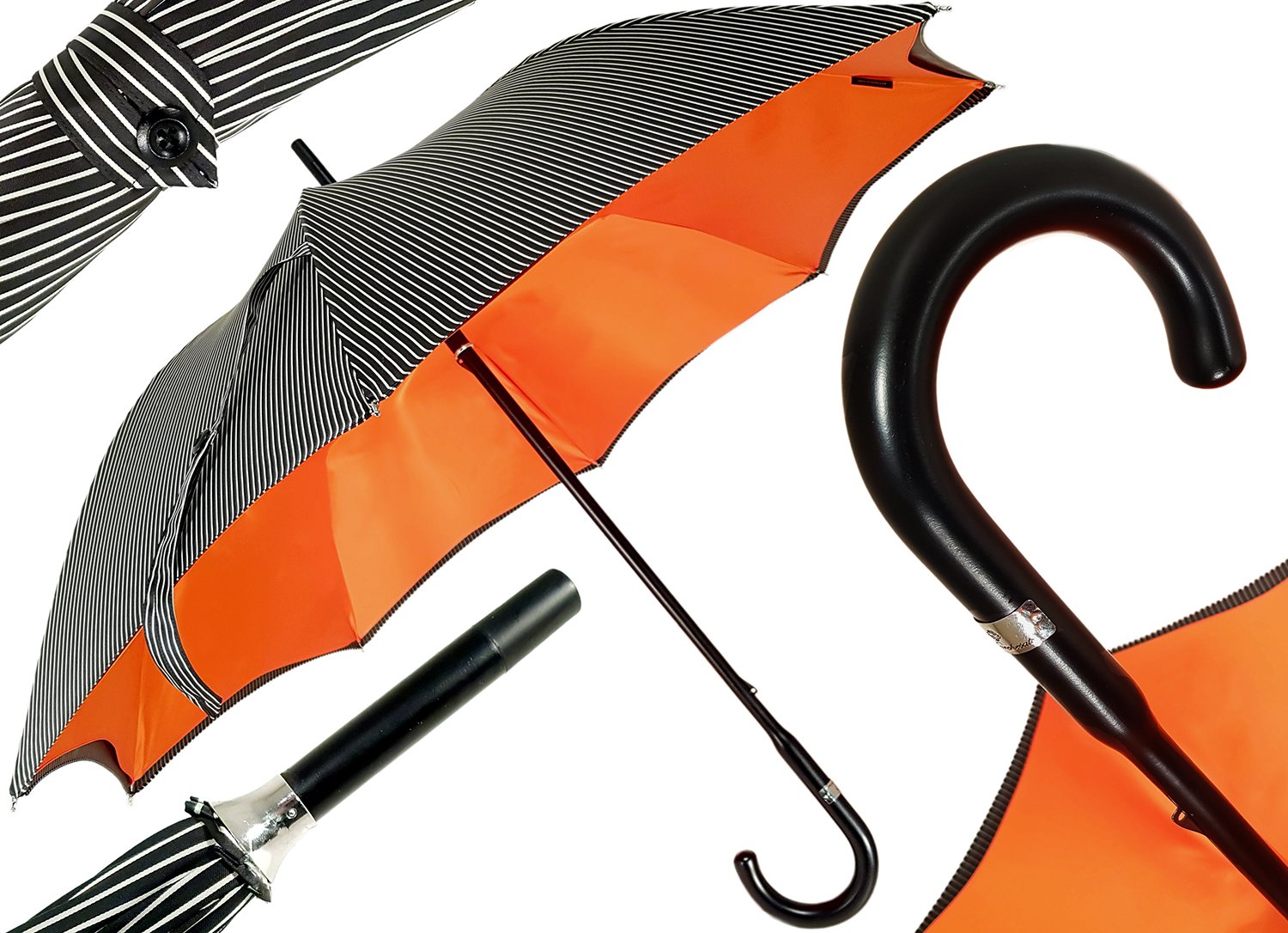 Double Cloth Men's Black Striped Umbrella - il-marchesato