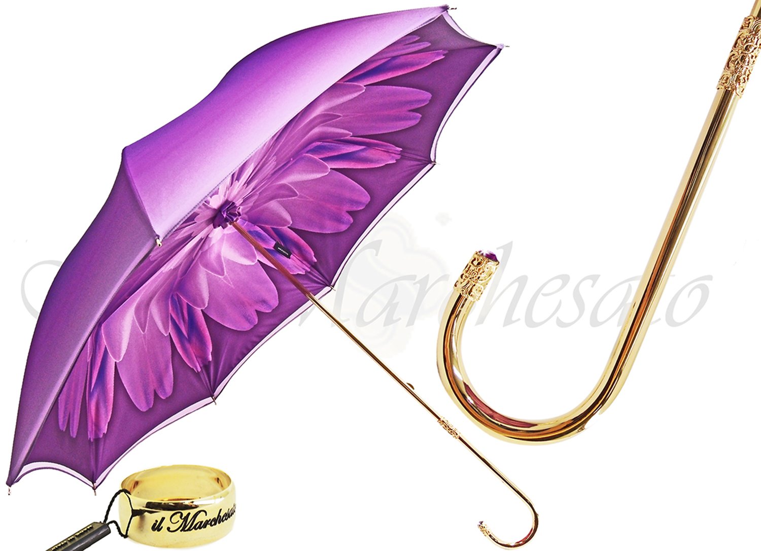 il Marchesato Purple Dahlia - Double Canopy - Luxury Ladies Umbrella - il-marchesato