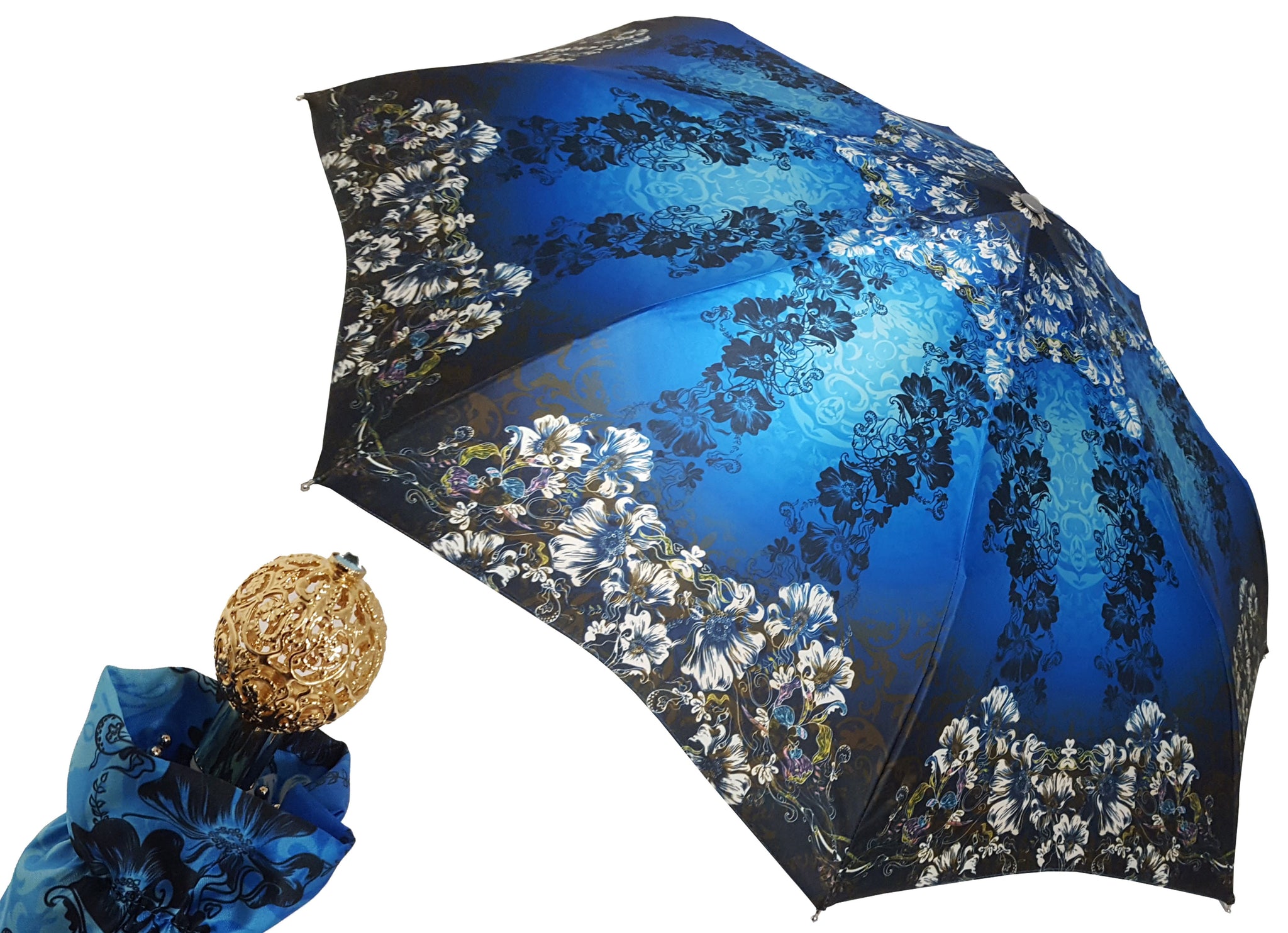 Awesome Blue Flowered Umbrella - il-marchesato