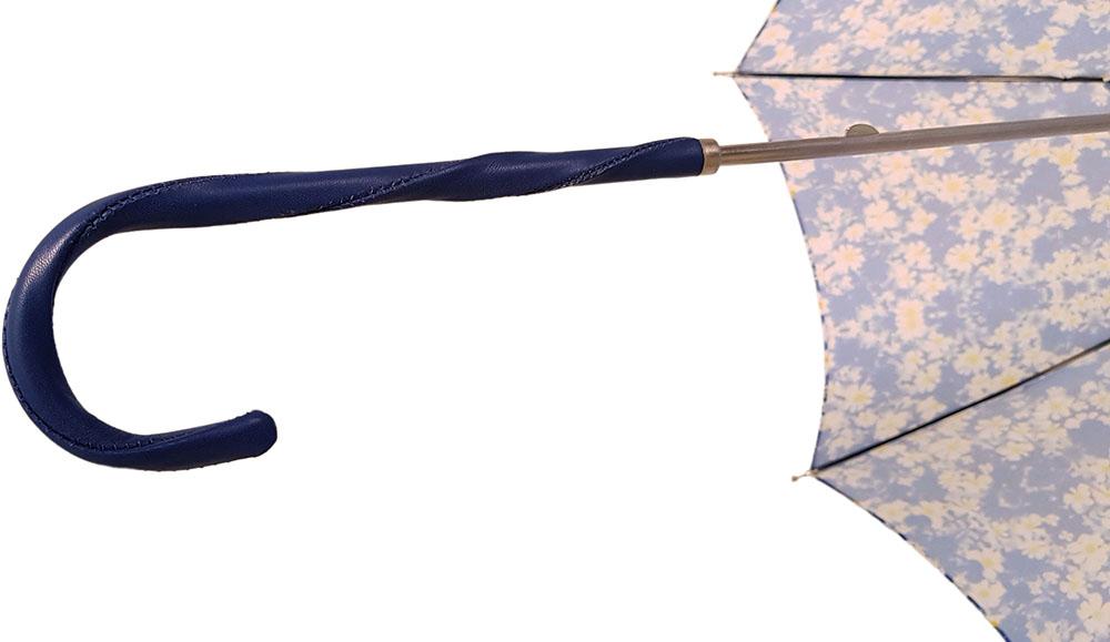 Flowered Marguerite Parasol - Blue Leather Handle