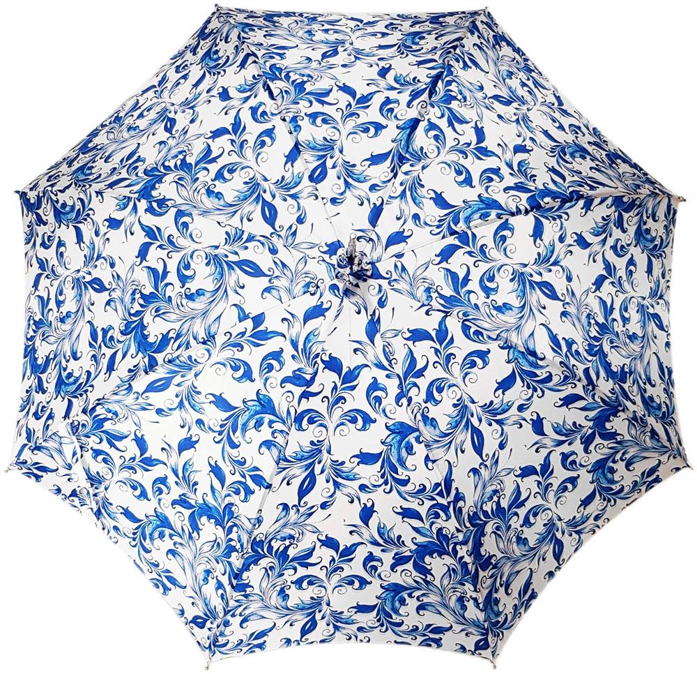 Elegant Parasol With Blue Design On White Background - il-marchesato