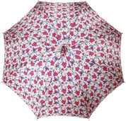 Pink Roses Parasol - Pink Leather Handle - il-marchesato