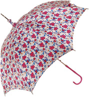 Pink Roses Parasol - Pink Leather Handle - il-marchesato