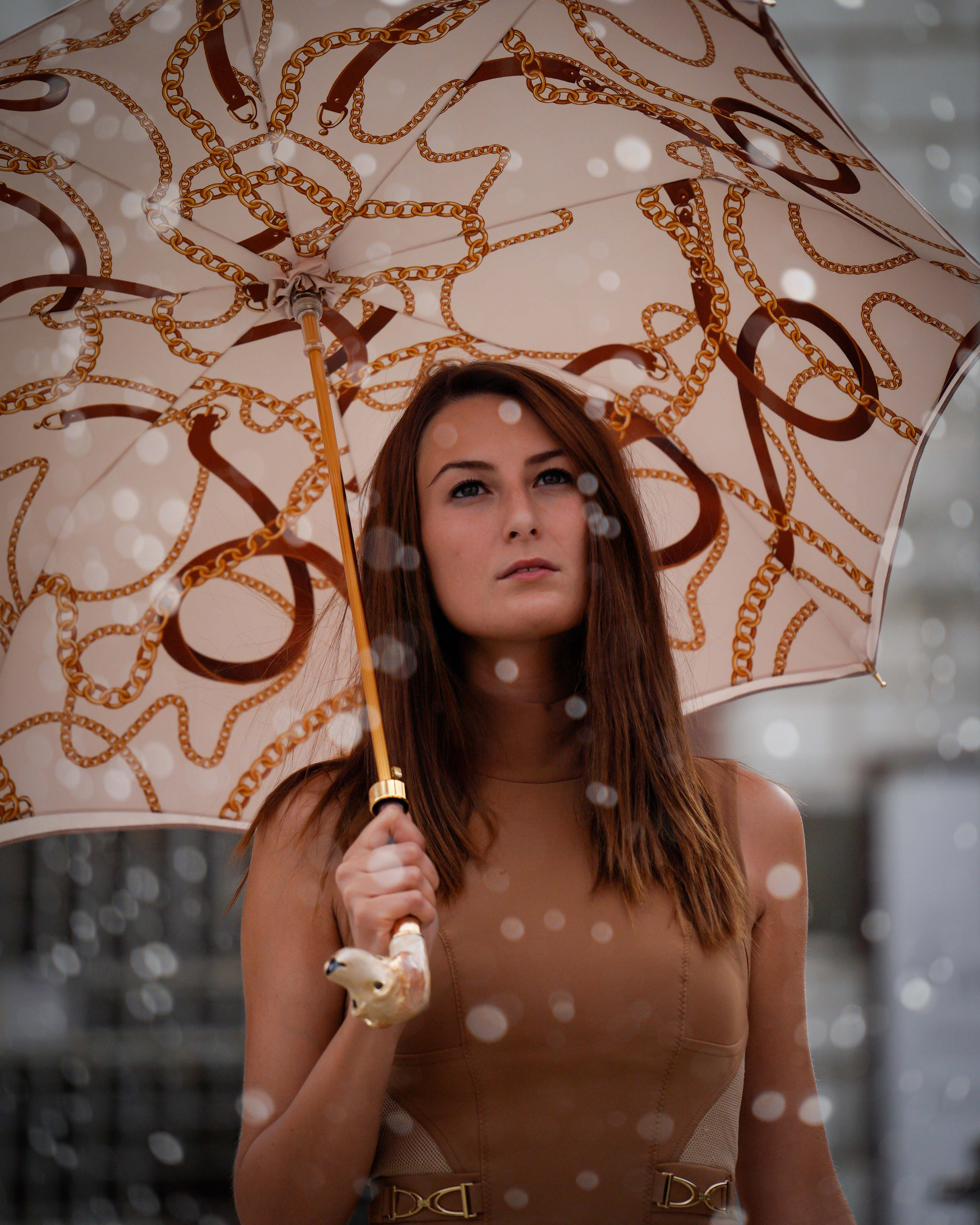 Handmade umbrella with hand-enamelled Dog and Elegant design